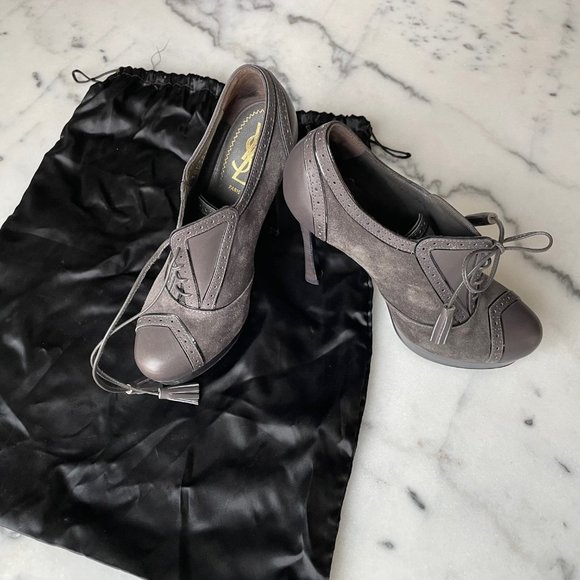 Yves Saint Laurent Lace Up Oxford Ankle Boots - Picture 13 of 16